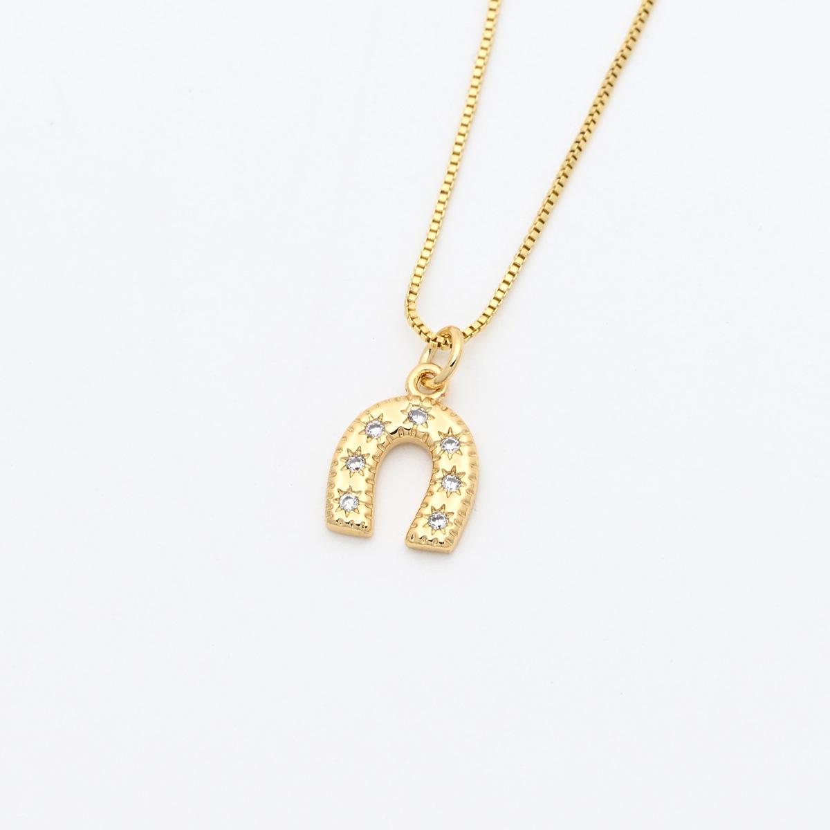 Gold-Plated Horseshoe Print Necklace Pendant Only