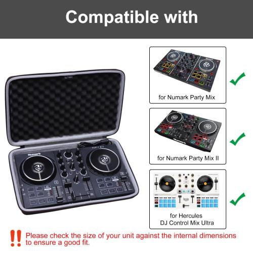 LTGEM DJ Mixer Case for Numark Party Mix II or Hercules DJControl Mix Ultra DJ Controllers, Internal Dimensions: 13.5 X 8.3 X 1.2 Inches (Case Only)