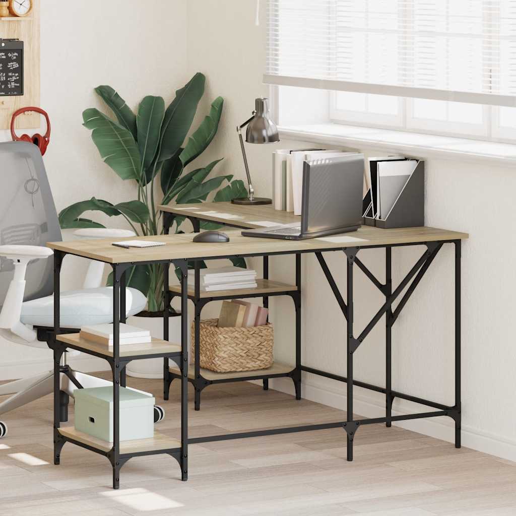Desk Sonoma Oak Finish 139 x 139 x 75 cm Particleboard