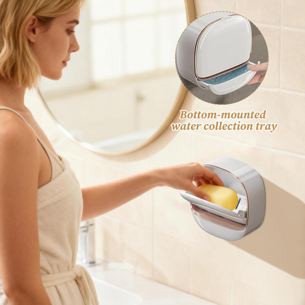 Soap Box Waterproof Adhesive Rack with Drain Tray Bar Soap Holder with Drain for Kitchen Sink Home Bathroom Laundry Shower