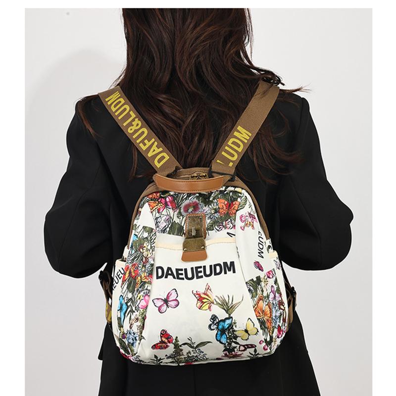 High-quality waterproof Oxford women's backpack floral design anti-theft lady's backpacks
