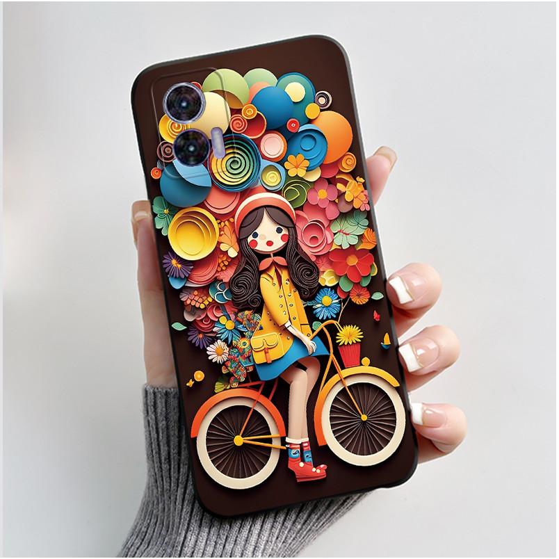 For Motorola Edge 30 Neo Case Cute Love Rabbit Slim TPU Soft Black Cover For Moto Edge 30 Lite Fundas Edge30 Fusion Ultra Bumper