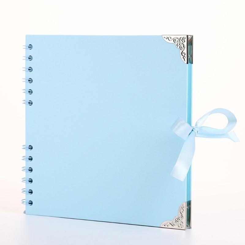 DIY Scrapbook Album 8palcová čtvercová prázdná stránka pro uchování vzpomínek Papír 30 listů Držák na fotografie Kniha vzpomínek s mašlí
