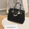 2026 Lock Handbag Fashion Lychee Pattern Single Shoulder Diagonal Platinum