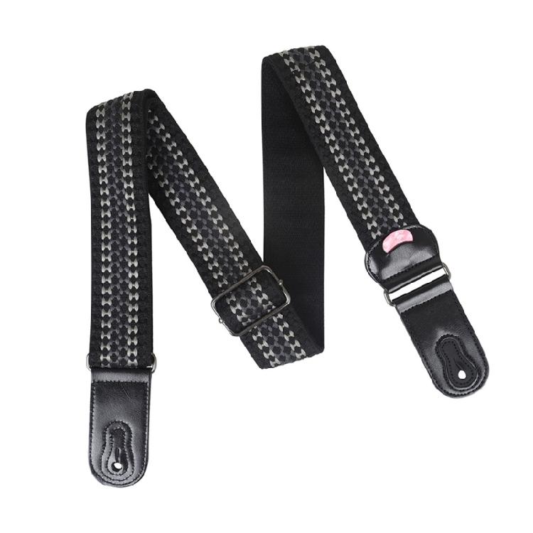 Weaving Leather Ends Guitar Strap, Soft Adjustable Cotton Acoustic Guitar Strap