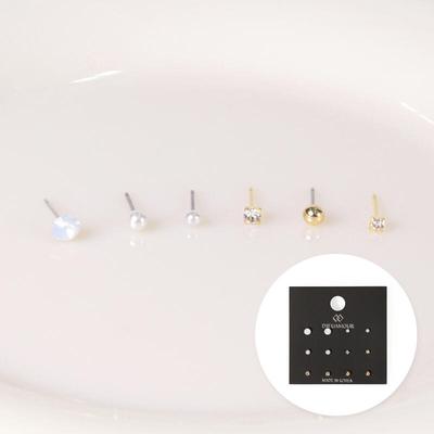Daily Cubic Pearl (White) 12 SET Earrings