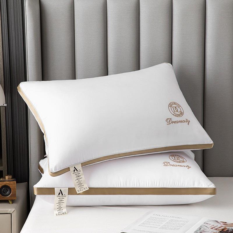 Yimengya Embroidery Hotel Pillow Core - Men's Neck Support for Sleep Aid