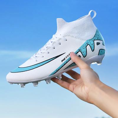 Zapatillas de Fútbol Calcetines de Caña Alta Zapatos para Hombre y Mujer Longitud Ag Uñas Cortas Cuero Pie Juventud Estudiante Zapatillas de Fútbol
