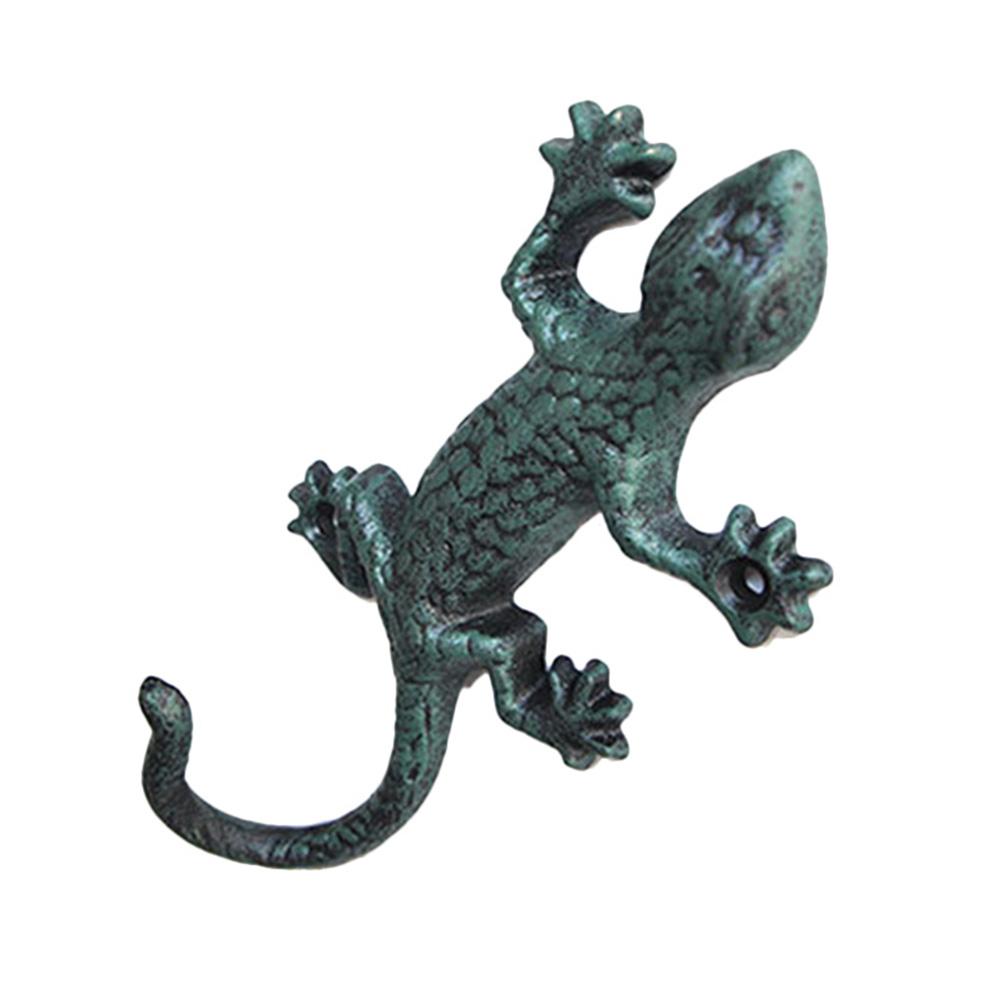 Vintage Cast Iron Wall Hook Gecko Shaped Cloth Hook Cabinet Knobs Wall-mounted Antique Decorative Garden Hook Wall Decoration