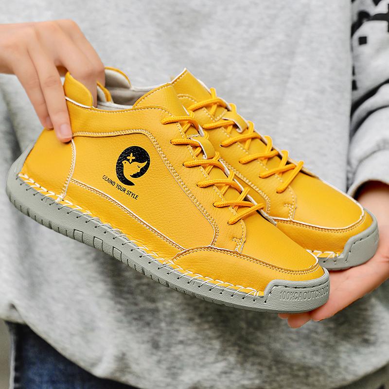 White Leather Sneakers Women Sports Shoes Leather Loafers Shoes for Women Casual Shoes Hand Sewing Driving Shoes Ladies Sneakers