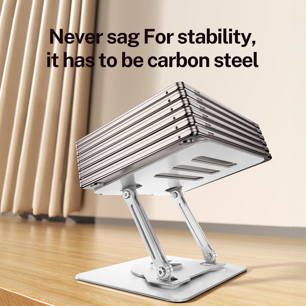 J61 12-17.3 inch Tablets Laptop Stand Height Adjustable Rotating Foldable Carbon Steel Notebook Desktop Holder Riser