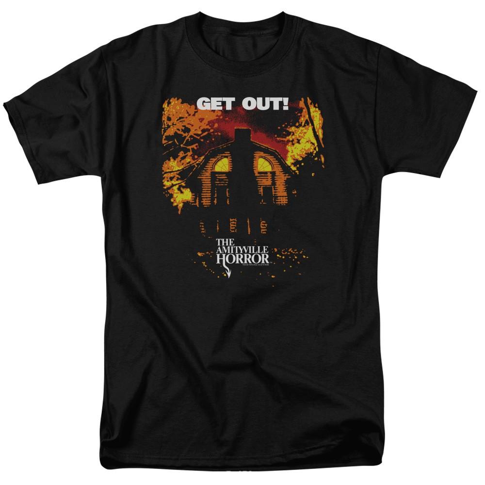Amityville Horror - Get Out - Adult Unisex Short Sleeve T-Shirt - Black L