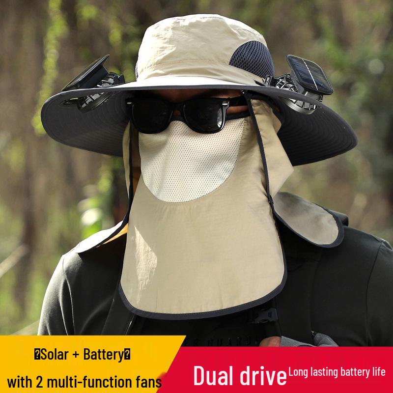Men's Solar-Powered Cooling Hat with Detachable Fan for Outdoor Work