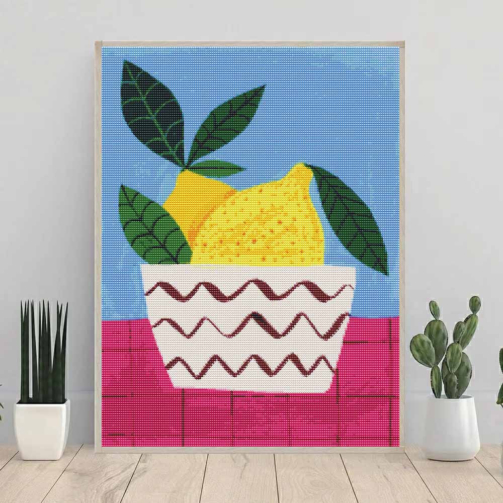 Diamond Art Kit for Beginners Lemon Full Drill 5D Rhinestone Painting Relaxing Hobby Craft Home Decoration Wall Decor Modern