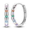 925 Silver Earrings Colorful Oval Gemstone Earrings Charm Hoop Earrings for Women Big Circle Fashion Silver Jewelry