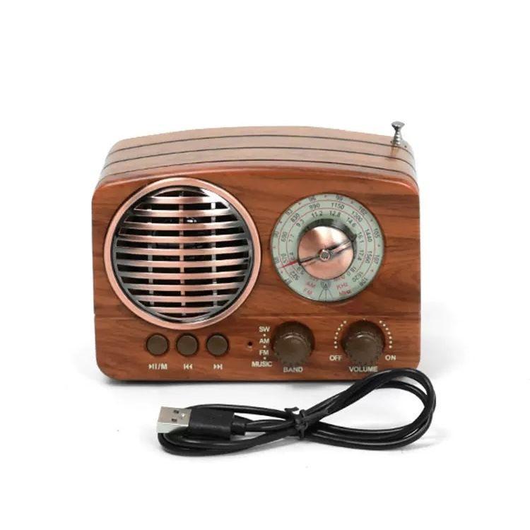 Classical Retro FM AM Radio Desktop Receiver Rechargeable Portable MP3 Radios Stereo 3W Bluetooth Speaker AUX USB
