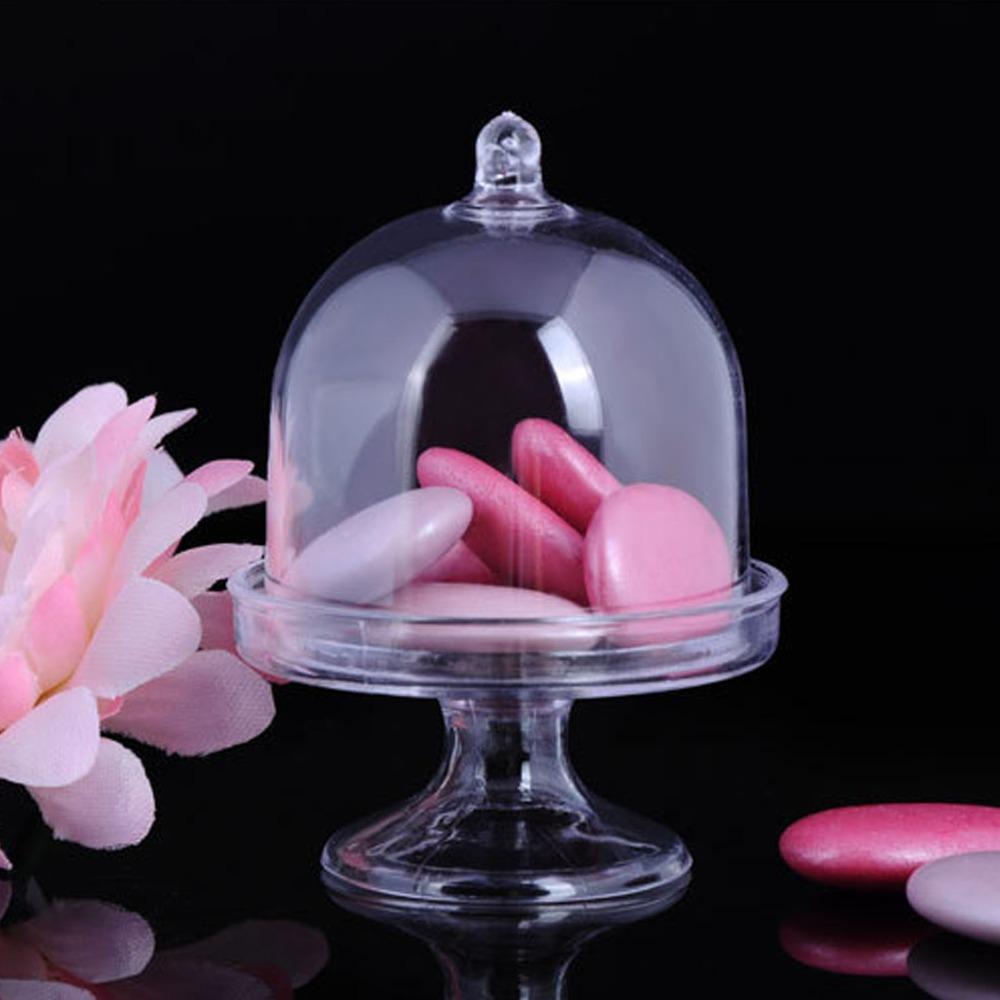 12pcs With Dome Cover Small Cake Display Stand Mini Size Cake Plate With Lid Dessert Tray  Tea Party