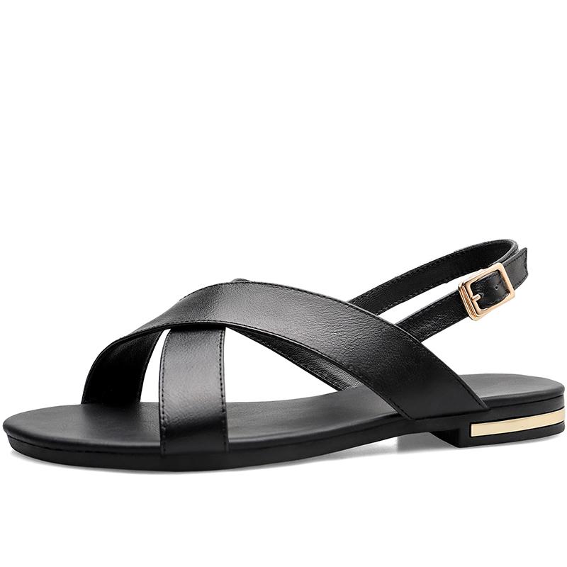 

Удобная летняя обувь женские сандалии из натуральной кожи балетки шлепанцы сандалии повседневная пляжная обувь женская большой размер 45 обувь 39 чёрный
