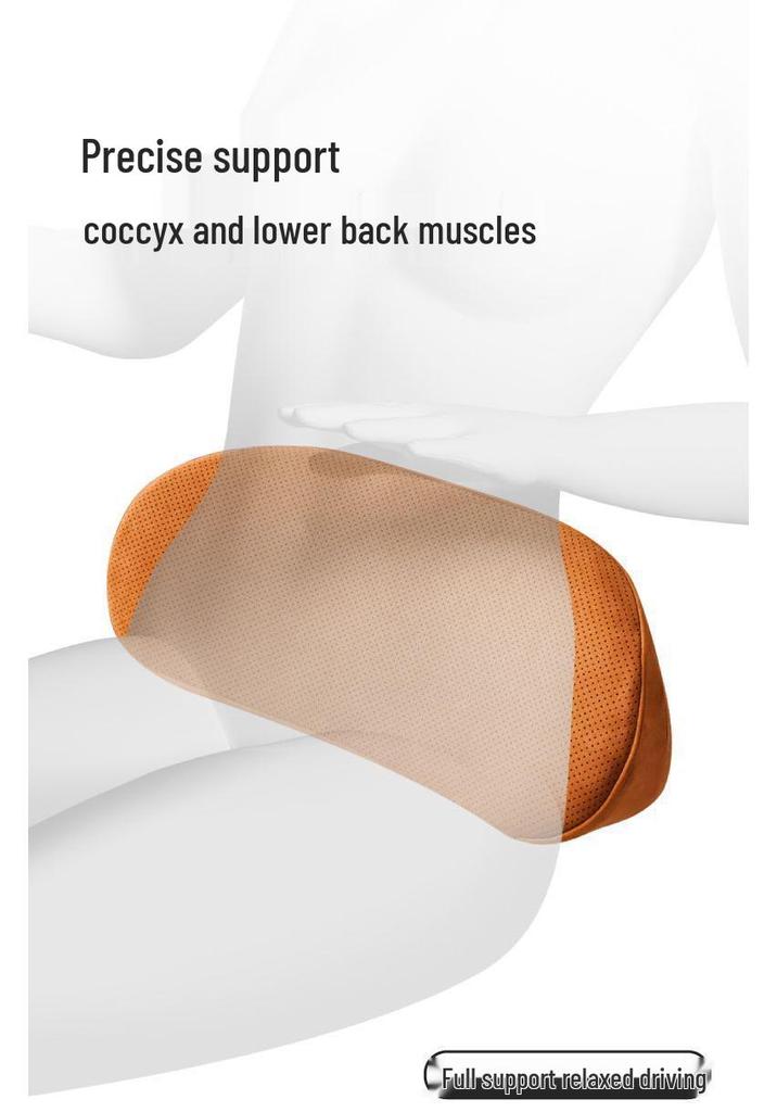 Car Lumbar Support Cushion - Slim Memory Foam Pillow for Coccyx and Waist Protection