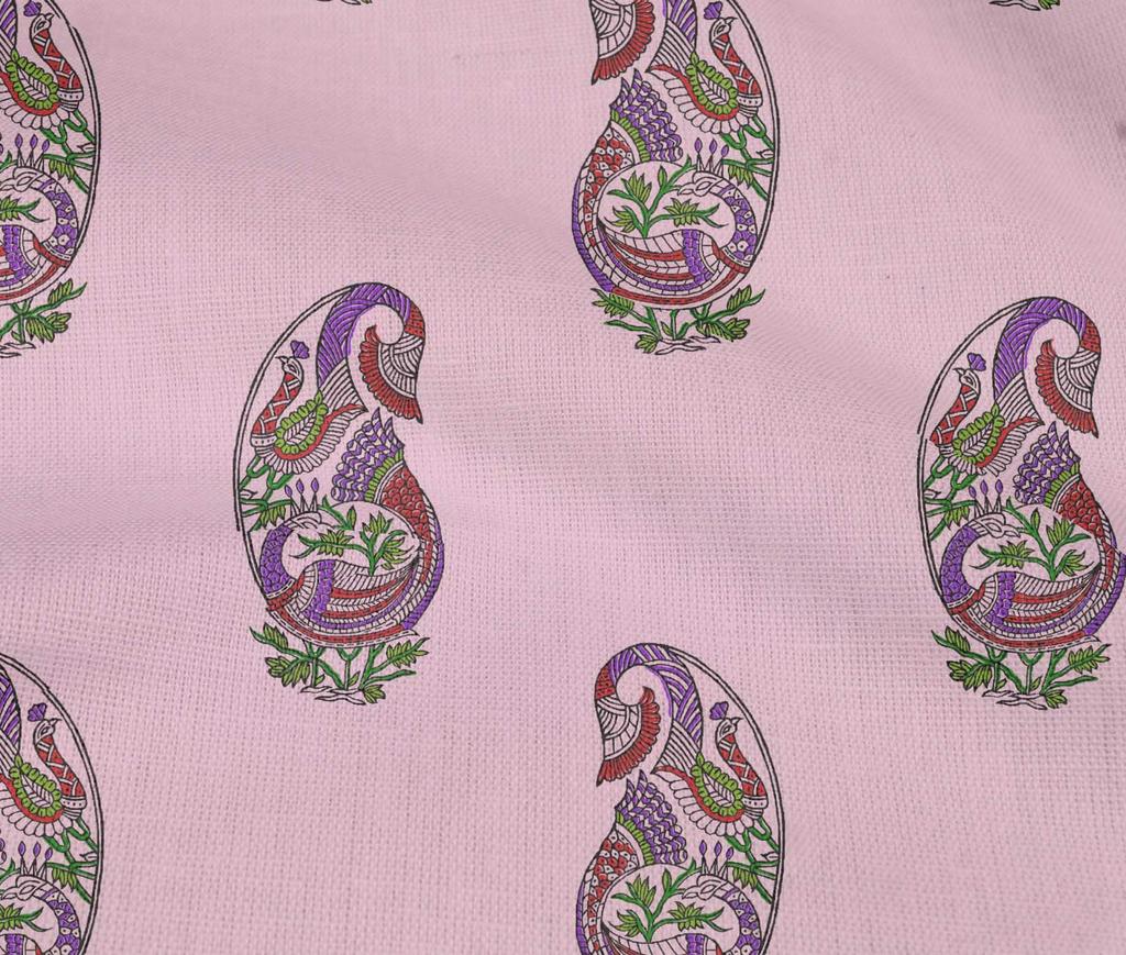 oneOone Baumwoll-Flex Stoff Blush Pink Pfauenblock Nähen Bastelprojekte Stoffdrucke Meterware 40 Zoll