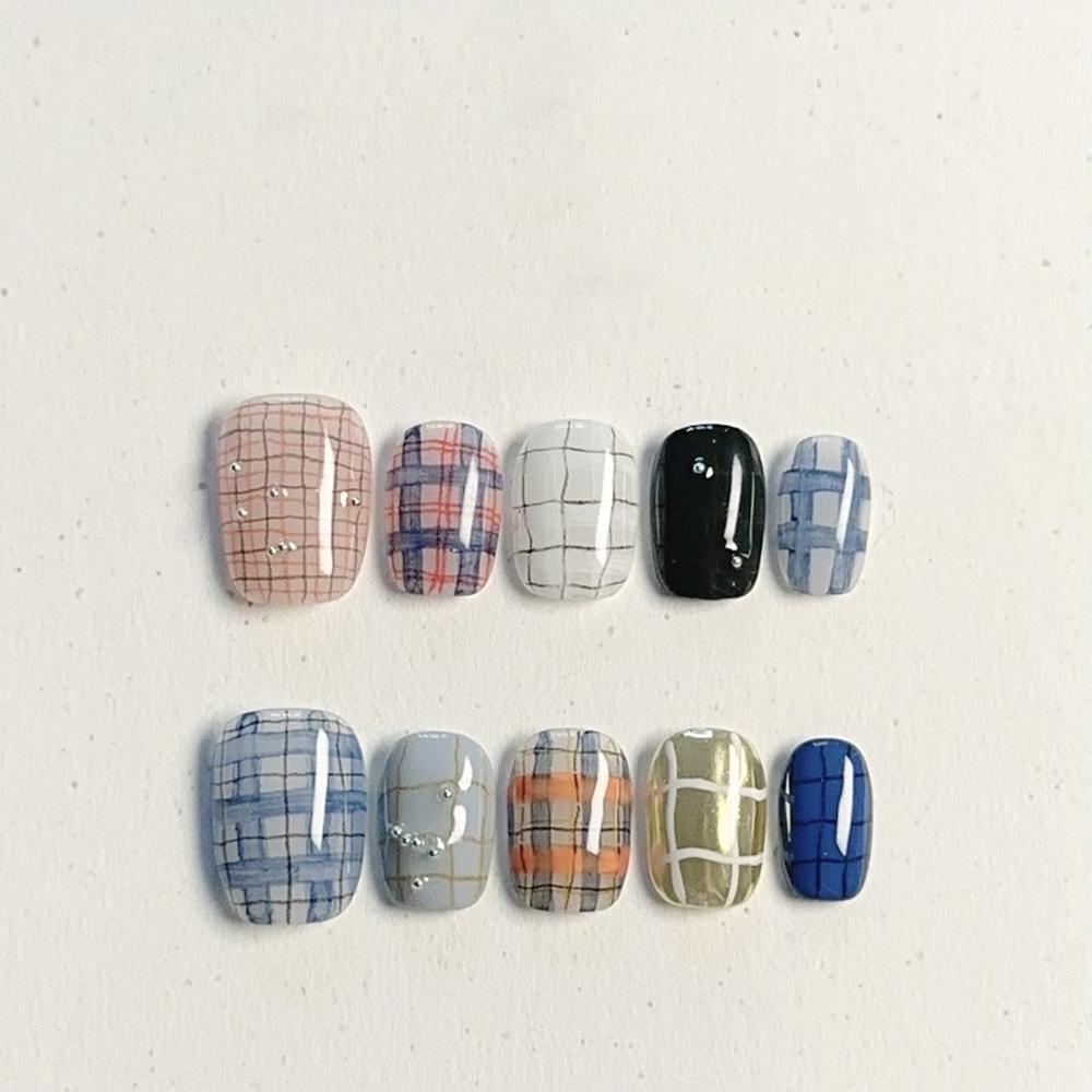 Handmade Cat Eye Short Square Oval Press On Nails With Bowknot Pearl Diamond Flower Star Decor Detachable Full Cover