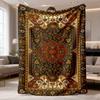2026 New Arrival Flannel Blanket 1pc Cozy Boho Chic Red Floral & Animal Print Flannel Throw Blanket - Soft, Warm, And Versatile for All Seasons - Perf
