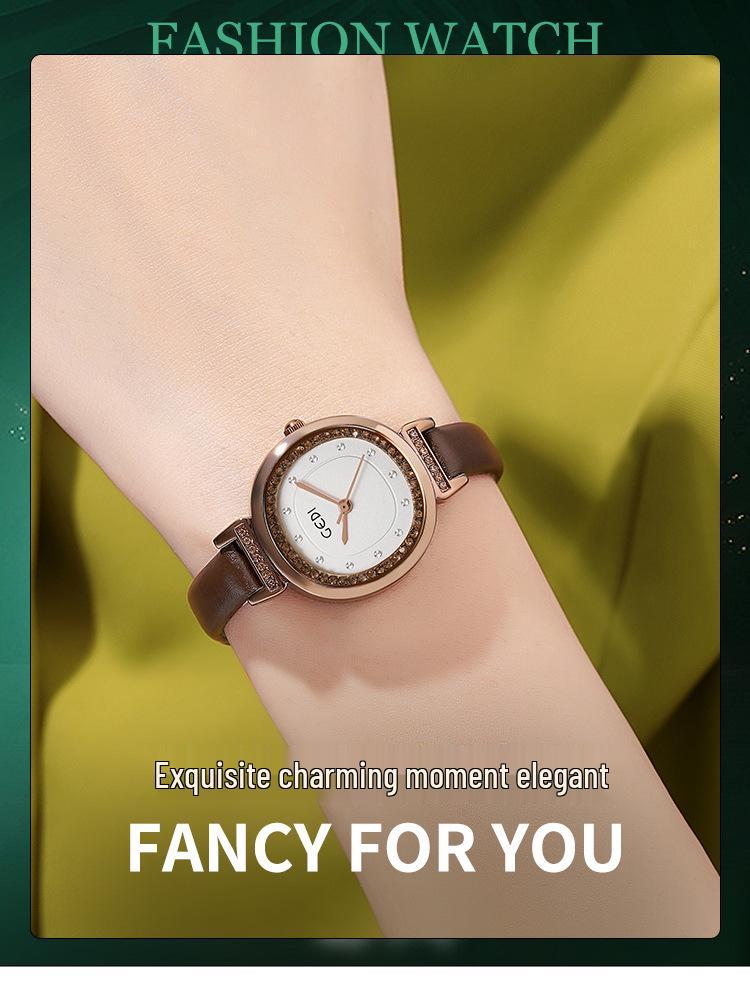 Gedi Vintage-Style Women's Thin Strap Leather Quartz Watch