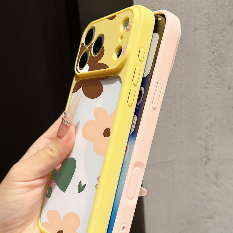 Cute Cartoon Floral Case For iPhone 17 Pro Max For iPhone 16 15 14 13 Pro Max Luxury Hybrid TPU+PC Clear Back Hard Cover
