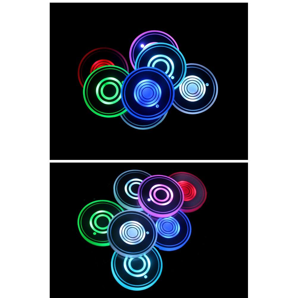 For Car Interior Lighting LED Car Cup Holder Ambient Interior Lights Vibration Activated Auto Power Off 15s USB Rechargeable