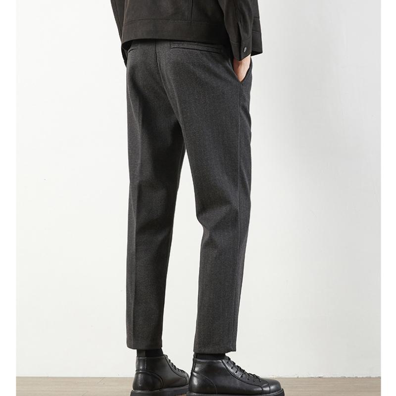 High-end Woolen Pants Men's Autumn and Winter Korean Style Small Trousers Men's Slim Drape Straight Casual Casual Suit Pants