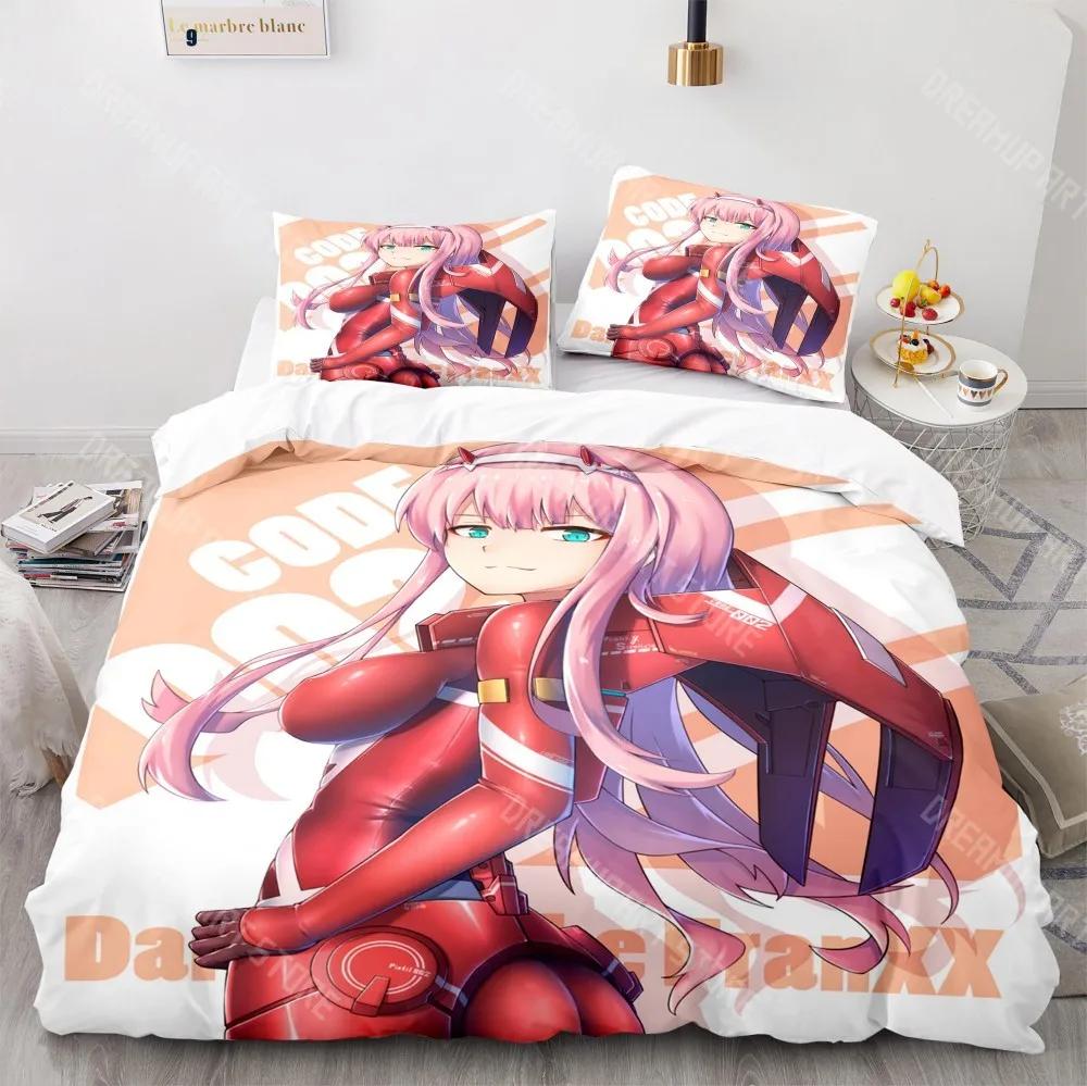 3D Print Darling In The Franxx Zero Two Bedding Set Bedspread Single Twin Full Queen King Size Bed Set Aldult Kid Bedroom Sets