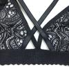 Dámská podprsenka Thin Hollow Out Petals Deep V Lace Sling Bra Jednobarevné spodní prádlo s bandáží ze síťoviny