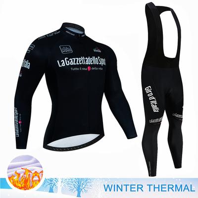 Italienrundfahrt Winter-Radtrikot-Set, Langarm, Mountainbike-Kleidung, Thermo-Fleece, Rennrad-Fahrradbekleidung