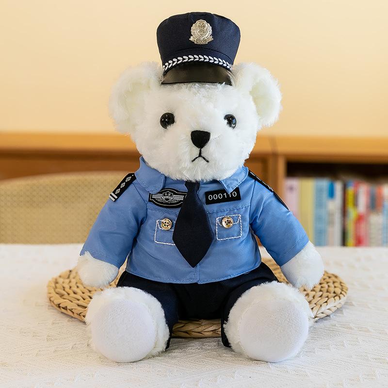 Police bear doll cute firefighter officer reflective cycling suit plush toy gift traffic police bear doll