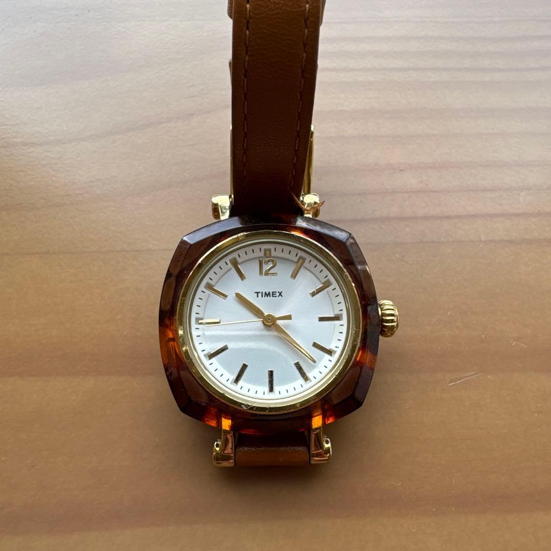 Used TIMEX Helena leather band tortoiseshell pattern