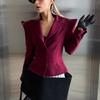 Womens Blazer Single Breasted Fitted Waist Irregular Hem Street Style Casual Jacket 2026