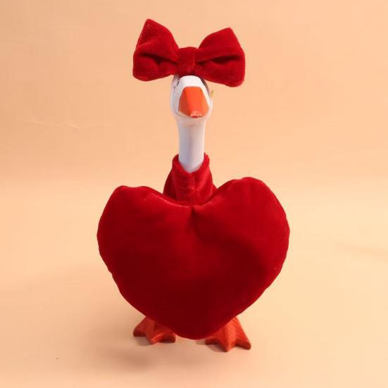 1 Set Valentine's Day Porch Goose Outfits Outdoor Garden Lawn Yard Goose Statue Velvet Bow Love Heart Costume Holiday Party Dress-up Clothing