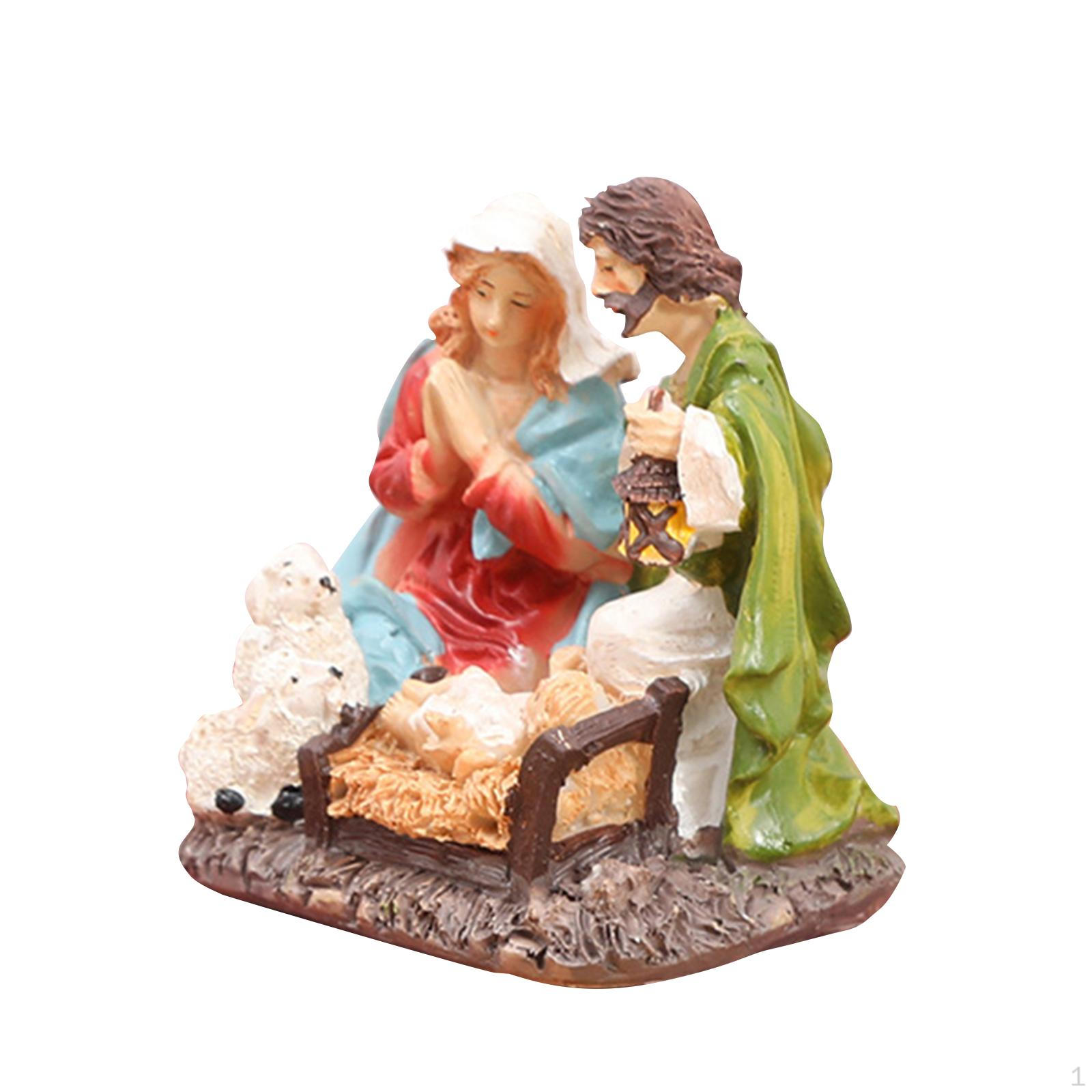 

Статуэтка «Рождение Иисуса» Рождественская статуэтка Поделки Украшения для дома Коллекция Орнамент Настольная Смола Style B