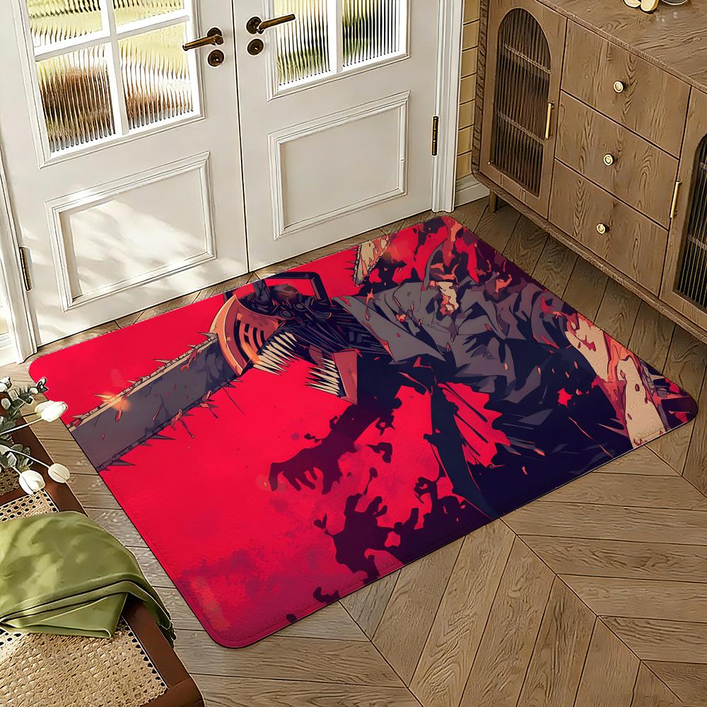Chainsaw Man Fußmatte Weich Verdickt Saugfähig Rutschfest Schlafzimmer Wohnzimmer Fußabtreter Heimdekoration Flanell Teppiche