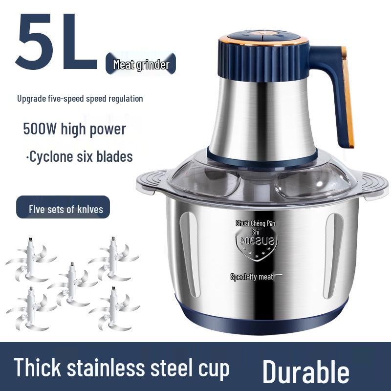 5L Stainless Steel Automatic Meat Grinder & Food Processor