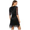 Ladies Glittery Sequin Dance Dress V Neck Half Sleeve Tiered Tassel Design Rhinestone Details Latin Cha Cha Tango Salsa Costume