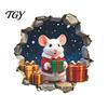 Removable Holiday Wall Stickers Mouse Hole Sticker, Christmas Decal, Self Adhesive Creative Cabinet Decals Cute Mice Sticker for Living