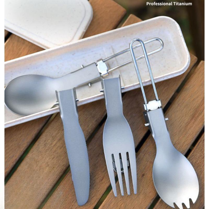 1 Stück Neue Reine Titan Unschädlich Klappgabel Löffel Salat Natürlich Reise Leicht Korrosionsbeständig Campinggeschirr Outdoor-Aktivitäten CN
