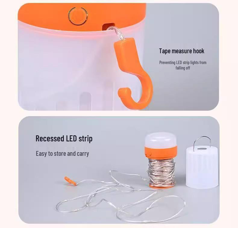 LED Camping Lantern Tent Light & Atmosphere Glow Strip with Measuring Tape Spotlight.