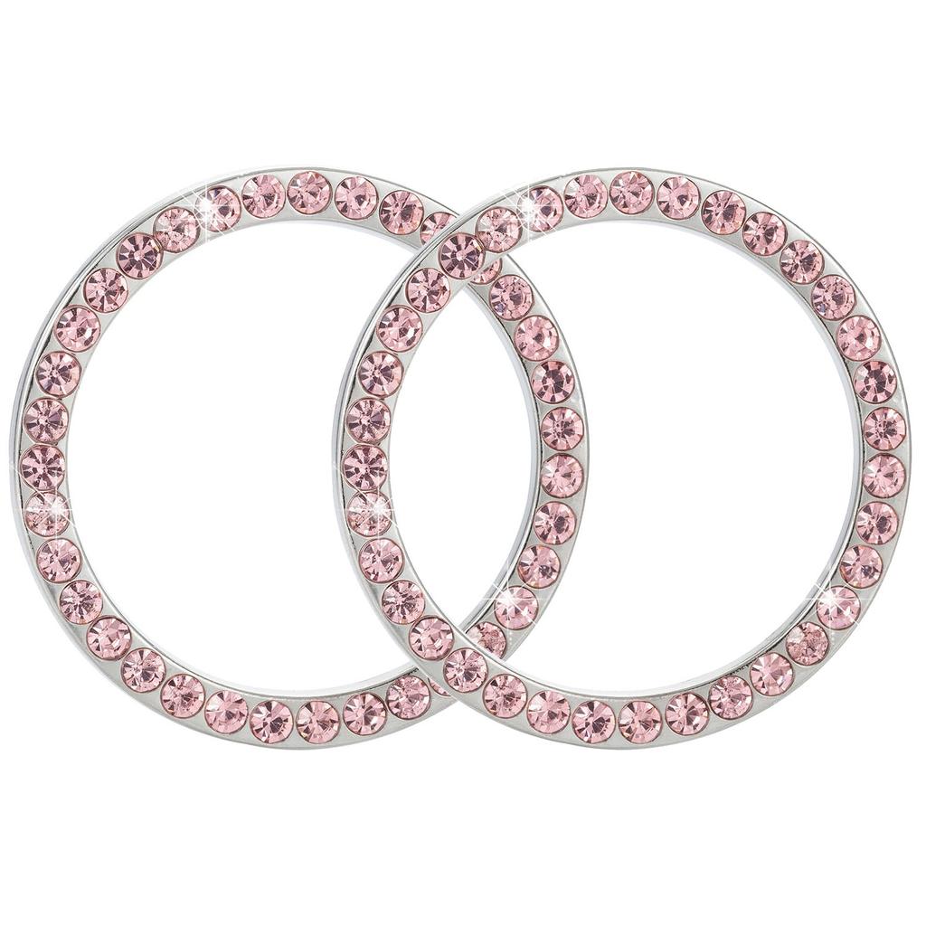 2/1Pcs Start Stop Push Button Engine Ignition Switch Protective Cover Bling Rhinestone Ring Circle Trim Car Interior Accessories