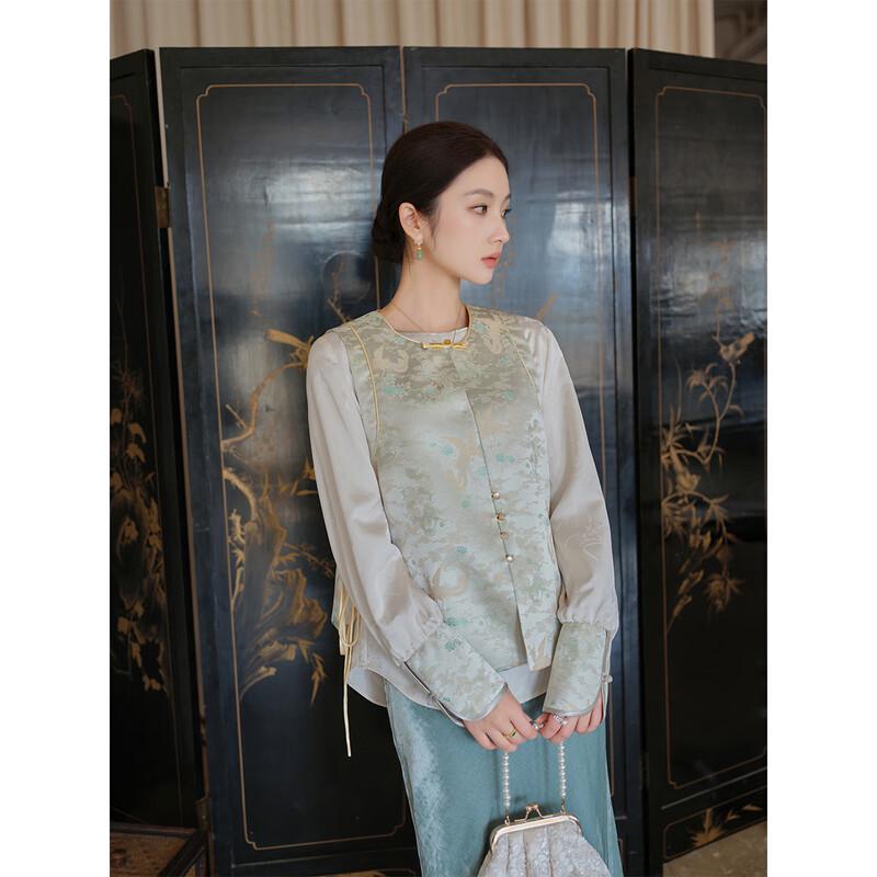 JK&JS Chinese Style Jacquard Frog Button Vest