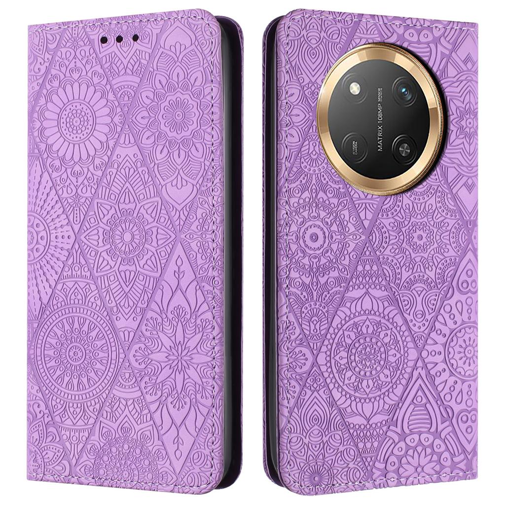 Wallet Case for Honor X60 Pro 5G/X9c 5G/Magic7 Lite 5G Imprinted Flower Stand Leather Phone Cover