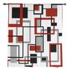 Nordic Retro Medieval Geometric Abstract Red Translucent Drapes for Living Room Decoration Window Opening Curtain Kitchen Area Tulle Voile Curtains