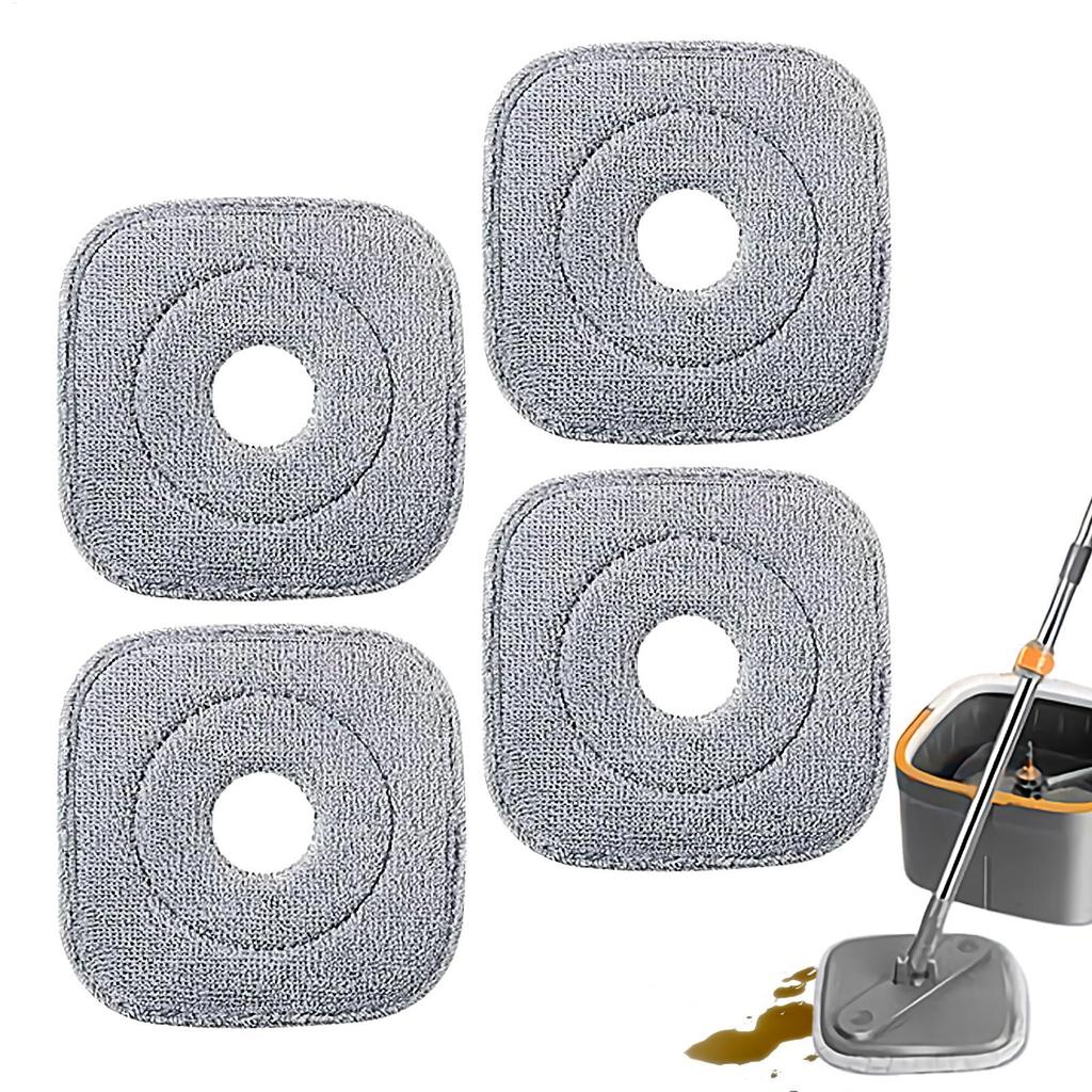 Mop Head 4 Pieces Microfiber Mop Pads Square Brush Scrub Pad for Wet and Dry Deep Clean Hardwood Floor Care Kitchen Bathroom