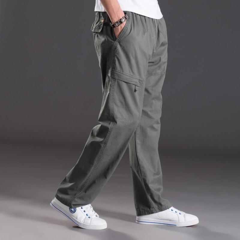 Men's Summer Workwear Casual Washed Cotton Pants, Multi-Pocket, Plus Size M-6XL
